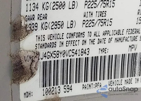 1997 Jeep Grand Cherokee Laredo/Tsi z USA, uszkodzony, nr VIN 1J4GX58Y0VC541843